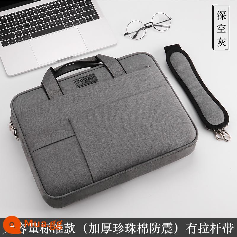 Túi đựng laptop thích hợp cho Apple Lenovo Xiaoxin air15 Dell Asus 15.6 inch pro13 notebook Huawei matebook14 nam kê 13.3macbook12 lót nữ mac16 - Mẫu dung lượng lớn được nâng cấp - màu xám không gian sâu (bông ngọc trai dày chống sốc + dây đeo vai + dây đeo thanh kéo)