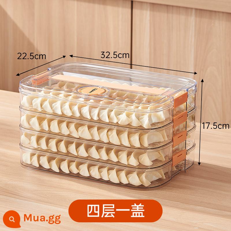 Hộp bánh bao đặc biệt đóng băng đặc biệt Lớp thực phẩm tươi - [Bốn lớp và một nắp] chứa được khoảng 240 miếng [phiên bản có tay cầm]