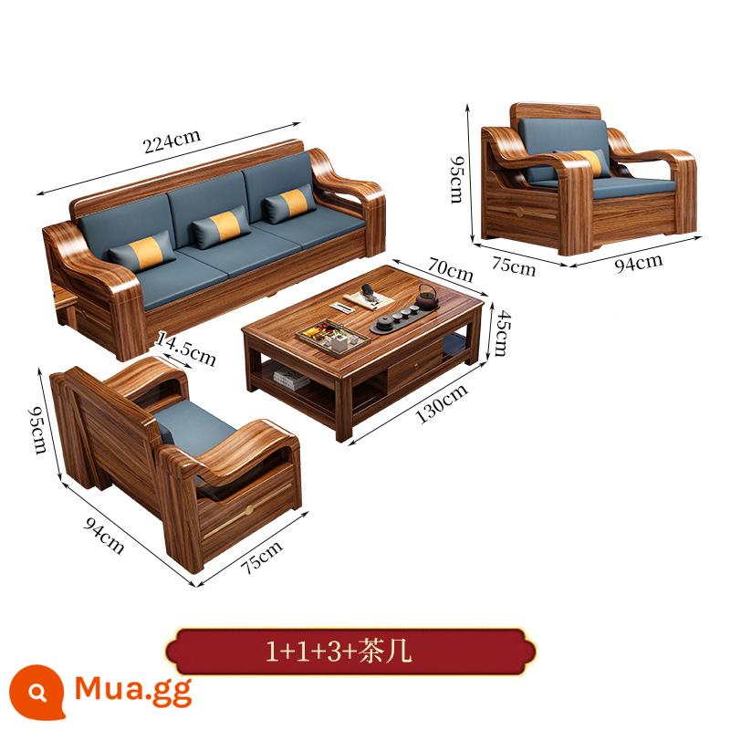 Wujinmi đầy đủ sofa bằng gỗ kết hợp hiện đại ánh sáng phòng khách sang trọng lưu trữ lưu trữ đồ nội thất mới của Trung Quốc - Bàn cà phê 1+1+3+