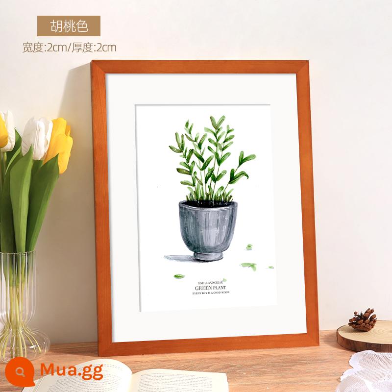 Khung ảnh gỗ gắn khung ảnh gỗ treo tường 4K mở 8k trẻ em A3 màu log 16 inch poster tùy chỉnh a4 màn hình - quả óc chó