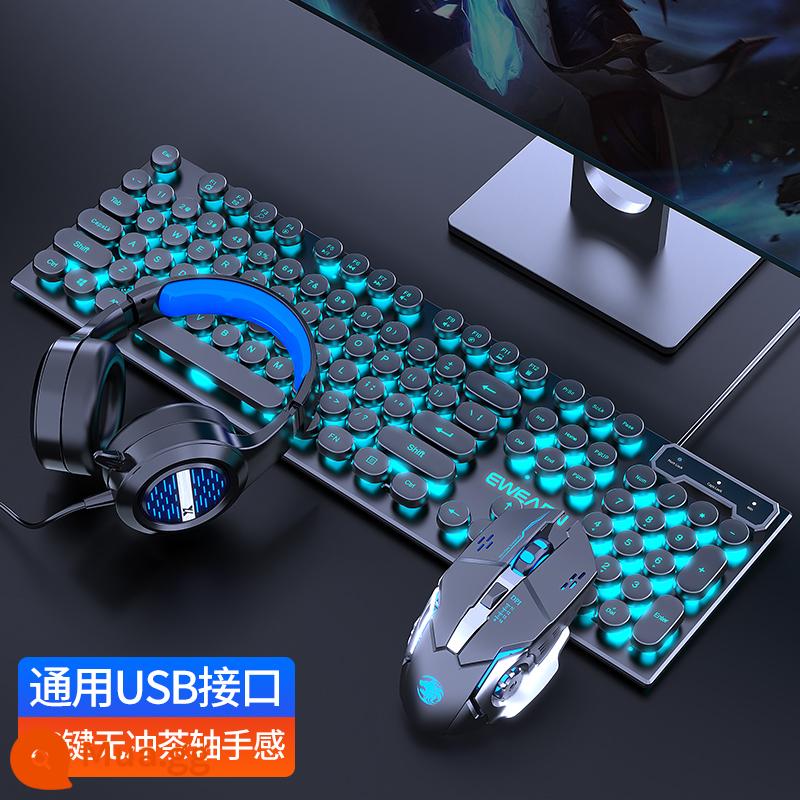 Forerunner Punk Bộ Bàn Phím Và Chuột Có Dây Manipulator Sense Máy Tính Chơi Game Thiết Bị Ngoại Vi Bàn Phím Và Chuột Bộ 3 Món - Blu-ray Black Ice [Phiên bản Punk] + Chuột macro thể thao điện tử + Tai nghe thể thao điện tử