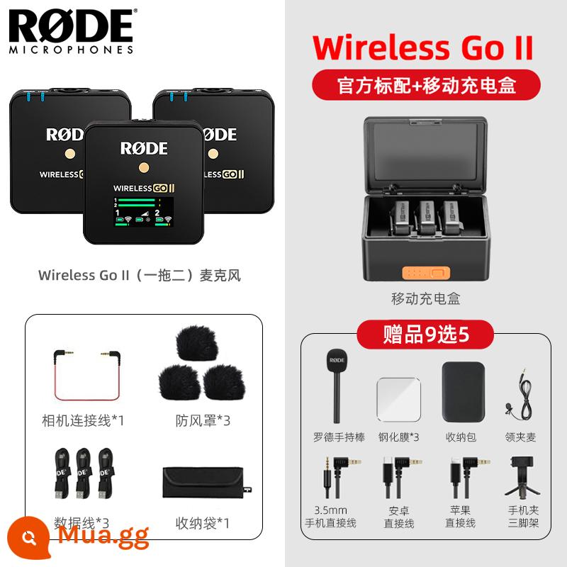 Rode Rode Wireless Go II Micrô Micrô Camera di động Điện thoại di động Radio Radio cổ áo con ong nhỏ - [Đài đôi + hộp sạc không dây] Rhodes Wireless Go II (thế hệ thứ hai) một cho hai