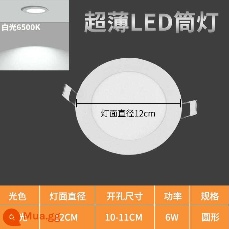 Đèn LED Âm Trần Downlight Siêu Mỏng Tròn Panel 9W Đèn Âm Trần 12W Lỗ Ánh Sáng Lỗ Ánh Sáng Dạng Lưới Tản Nhiệt Vuông Ánh Sáng - Máy khoan lỗ tròn 6W ánh sáng trắng 10-11cm