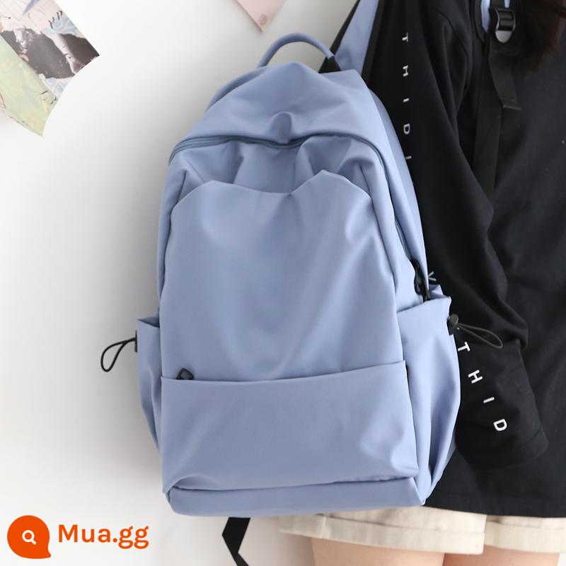 NR Mori Large -capacity Pure Color Backpack Phiên bản tiếng Hàn Barbuds nam giới trung học nữ sinh học Pepsie College - màu xanh không có mặt dây chuyền