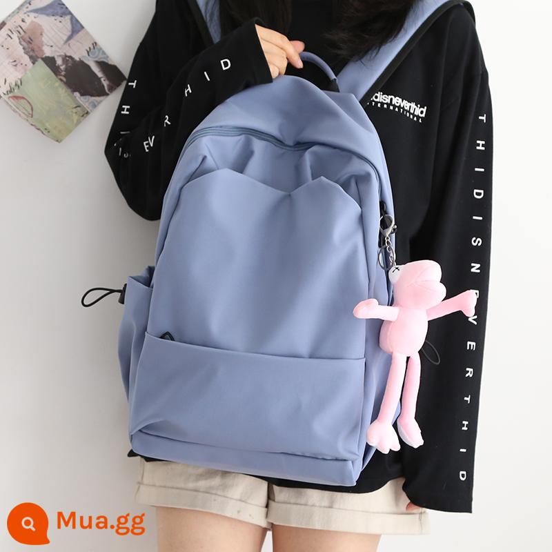 NR Mori Large -capacity Pure Color Backpack Phiên bản tiếng Hàn Barbuds nam giới trung học nữ sinh học Pepsie College - Ếch mắt to xanh + hồng