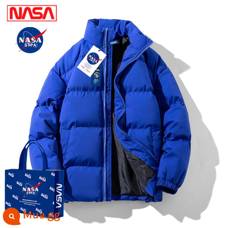 Áo khoác lông vũ đồng thương hiệu của NASA Áo khoác cotton mùa đông nam dày dặn hợp thời trang cỡ lớn cổ đứng áo khoác nam áo khoác nam - Màu xanh đầy màu sắc [dày và ấm áp]