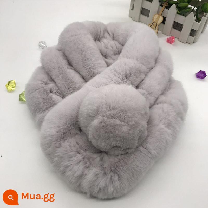 Real Rex Rabbit bao Phụ nữ Gian cỏ mùa đông Bashing Phụ nữ Cổ áo Lông Cô gái Chung dày Hàn Quốc - Màu xám công chúa màu xám nhạt