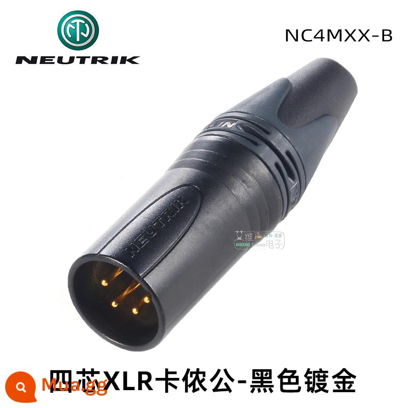 NEUTRIK bốn lõi NC4MXX-B Đầu Canon 4 lõi XLR Canon cắm tai nghe sửa đổi DIY tai nghe - XLR nam mạ vàng đen chuẩn