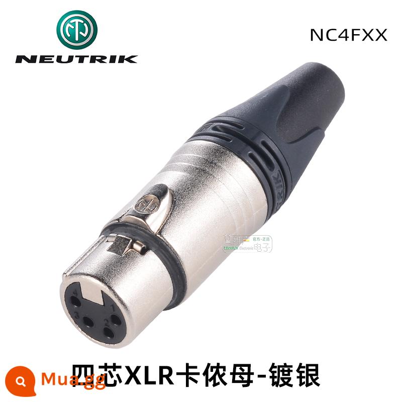 NEUTRIK bốn lõi NC4MXX-B Đầu Canon 4 lõi XLR Canon cắm tai nghe sửa đổi DIY tai nghe - Mẹ XLR mạ bạc - tiêu chuẩn