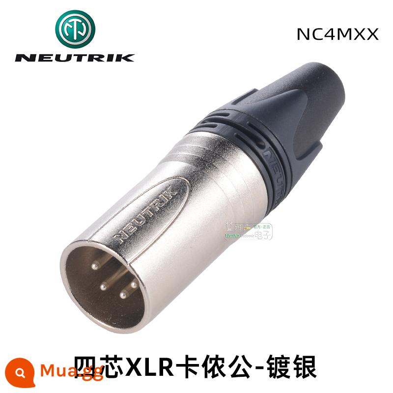 NEUTRIK bốn lõi NC4MXX-B Đầu Canon 4 lõi XLR Canon cắm tai nghe sửa đổi DIY tai nghe - XLR nam mạ bạc chuẩn