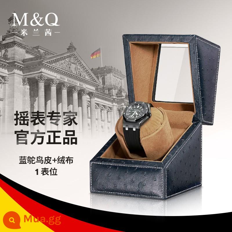 Milan Qian đồng hồ bình lắc đồng hồ cơ tự xoay thiết bị đồng hồ hộp bảo quản swinger xoay sa khoáng nhà - Da đà điểu xanh + nội thất nhung [1 bàn]