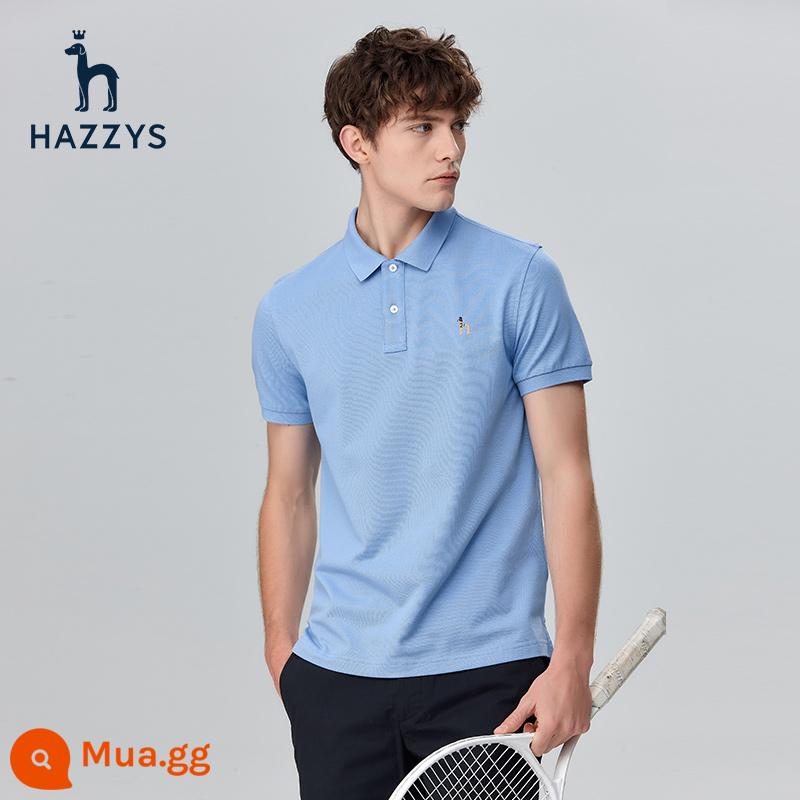 [cotton piqué] Hazzys haggis áo sơ mi nam ngắn tay nhiều màu sắc mùa hè áo thun giản dị theo xu hướng nam - Màu xanh nhạt