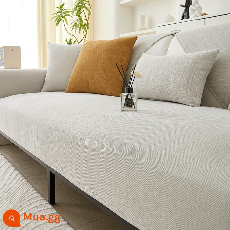 Voan Sofa Đệm Bốn Mùa Đa Năng Chống Trơn Trượt Đơn Giản Hiện Đại Ánh Sáng Sang Trọng Lưới Cao Cấp Màu Đỏ Ghế Sofa Bọc Vải - Xương cá trắng nhạt