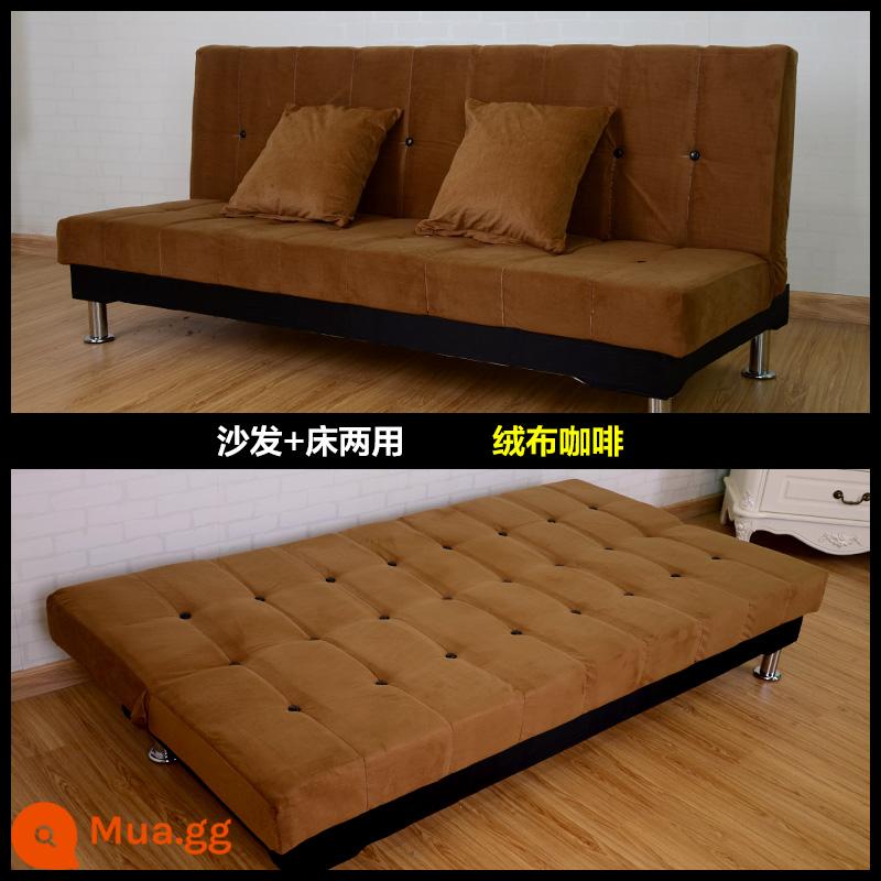 Da PU sáp dầu da nghệ thuật sofa căn hộ nhỏ đôi hoặc ba người đa chức năng có thể gập lại giường sofa đơn giản - Cà phê mới màu nâu