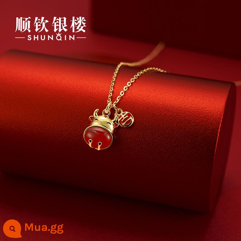 Shunqin Silver House S925 sterling silver bò bò vòng cổ giáng sinh năm mới của vòng cổ bạc nữ ins thiểu số món quà cho bạn gái - Dây chuyền con bò bằng bạc s925