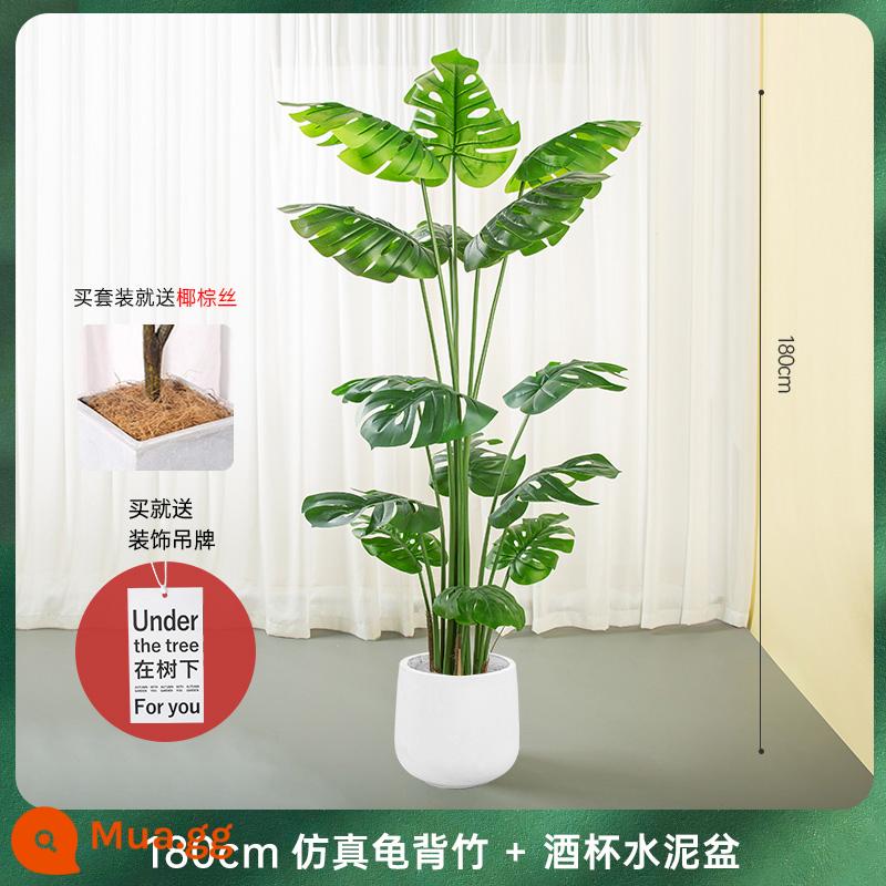 Ánh Sáng Bắc Âu Cao Cấp Mô Phỏng Monstera Tre Lớn Trong Nhà Phòng Khách Tầng-Đứng Nhà Cảnh Quan Chậu Cây Xanh Trang Trí Trang Trí - Chậu thủy tinh đựng rượu vang trắng khoai môn 1,8M Rùa dừa màu nâu miễn phí