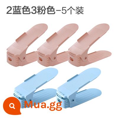 Giá để giày hai tầng, đồ tạo tác đựng giày trong phòng ngủ gia đình đơn giản, giá để giày tiết kiệm không gian, giá đỡ giày, tủ giày có thể điều chỉnh - 5 cái (2 xanh + 3 hồng)