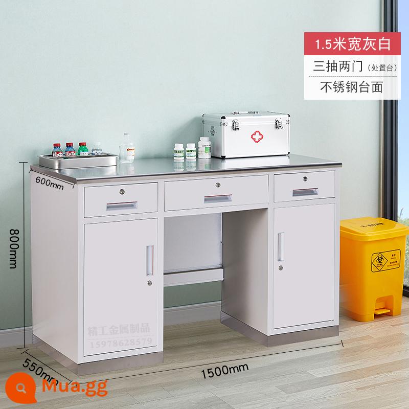 Phòng khám tủ thuốc tây tủ thuốc tủ thuốc inox bệnh xá bàn y tế bàn pha chế tùy chỉnh - Bàn gia công màu xám trắng 1,5m