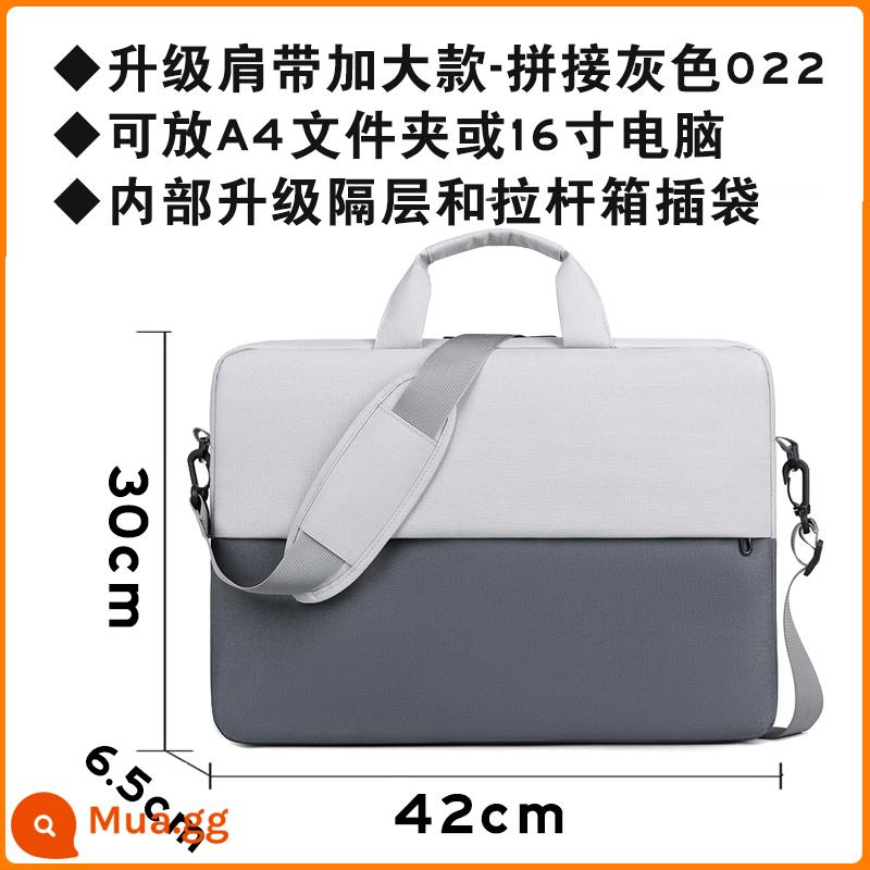 Túi xách nam công sở công suất lớn túi đựng tài liệu thông tin túi hội nghị vải Oxford thường cặp tùy chỉnh LOGO - Nâng cấp lên kiểu dây đeo vai mở rộng với đường khâu màu xám 022 - đựng được máy tính 16 inch