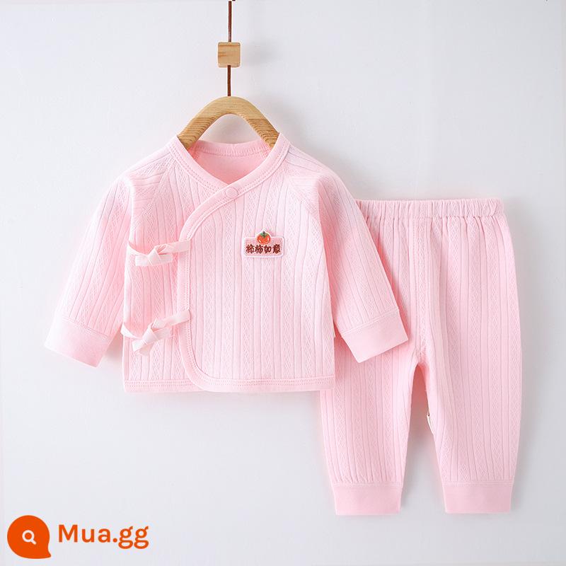 Quần áo trẻ sơ sinh, quần áo sư, bộ áo và quần lót cotton nguyên chất mùa thu đông 3 bộ áo và quần lót cho bé sơ sinh loại A - Jacquard hồng (có thể mở) cotton nguyên chất không xương