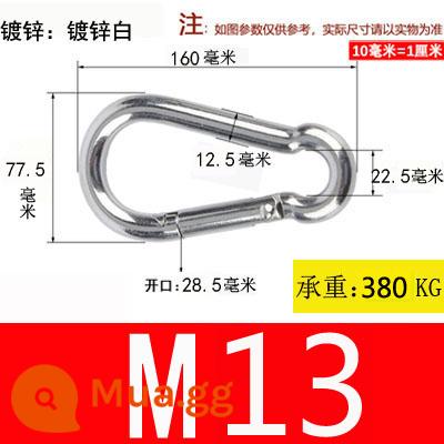 Carabiner thép không gỉ 304 khóa treo nhanh chóng mở vòng khóa bảo hiểm an toàn khóa kết nối khóa bầu khóa xích chó khóa - Mạ kẽm M13*160