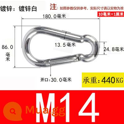 Carabiner thép không gỉ 304 khóa treo nhanh chóng mở vòng khóa bảo hiểm an toàn khóa kết nối khóa bầu khóa xích chó khóa - Mạ kẽm M14*180