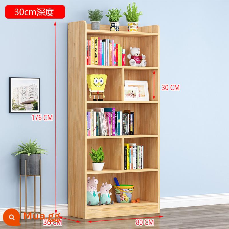 Tủ sách gỗ nguyên khối tất cả bằng gỗ thông sàn hộ gia đình giá đơn giản 24cm trẻ em bay cửa sổ tủ kệ sách 30cm - Mô hình không sơn 80*30*176 không có cửa