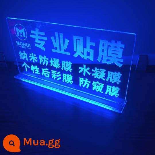 Đèn LED dạ quang acrylic trong suốt có hình dạng đặc biệt thanh thịt nướng bảng hiệu hướng dẫn ánh sáng khắc ánh sáng biển hiệu thẻ tùy chỉnh - màu xanh da trời