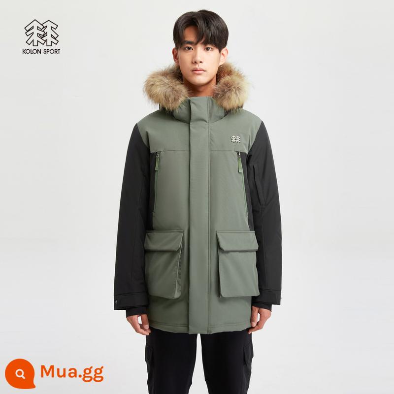 KOLON SPORT Kolon Down Jacket Nữ ngoài trời chống gió và chống nước Áo khoác xuống ấm áp Áo khoác có trọng lượng trung bình - Kaki KK-Nam