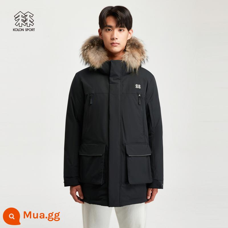 KOLON SPORT Kolon Down Jacket Nữ ngoài trời chống gió và chống nước Áo khoác xuống ấm áp Áo khoác có trọng lượng trung bình - BK đen-Nam