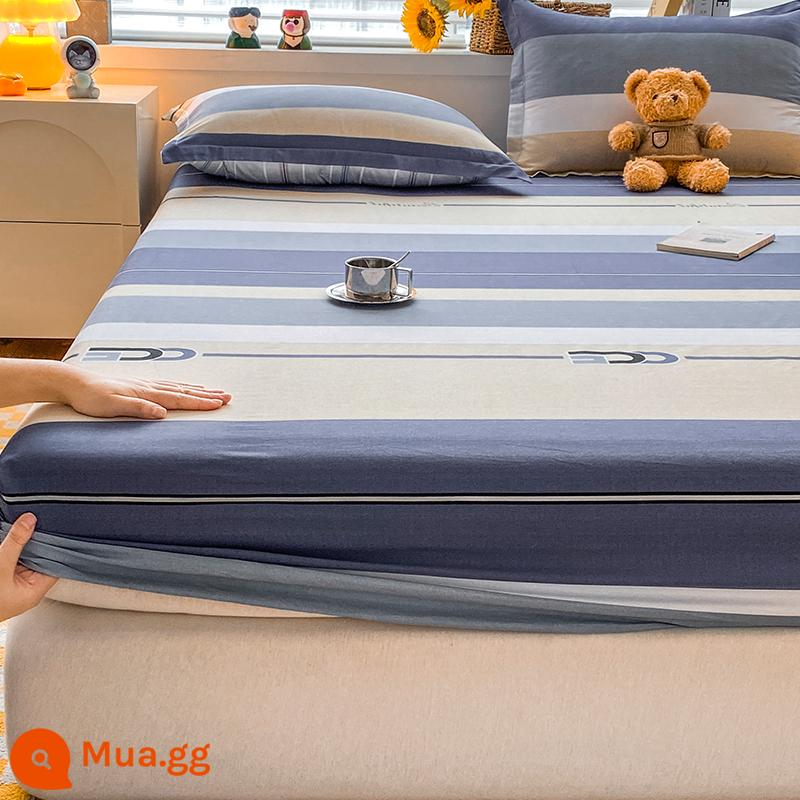 2023 cotton mới được trang bị ga trải giường một mảnh chống trượt 100 bộ ga trải giường bằng cotton nguyên chất cho trẻ em bao gồm tấm bảo vệ - Phong cách Shuya