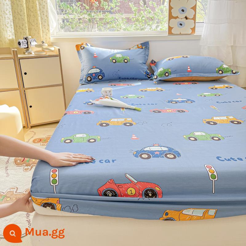 2023 cotton mới được trang bị ga trải giường một mảnh chống trượt 100 bộ ga trải giường bằng cotton nguyên chất cho trẻ em bao gồm tấm bảo vệ - Ôtô