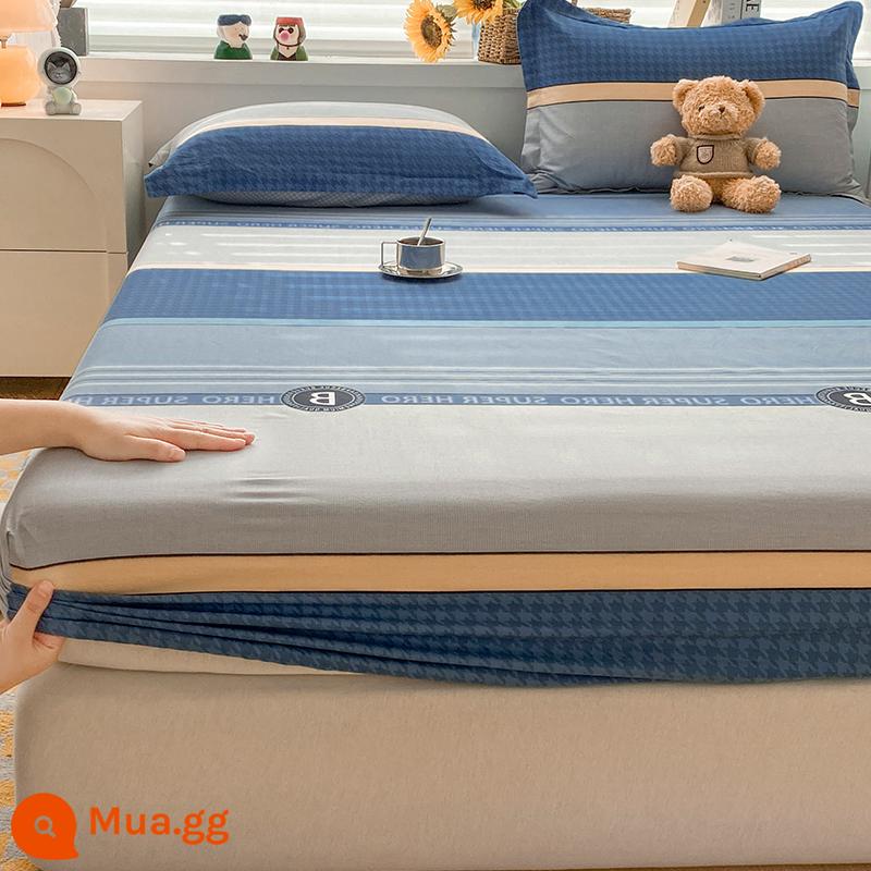 2023 cotton mới được trang bị ga trải giường một mảnh chống trượt 100 bộ ga trải giường bằng cotton nguyên chất cho trẻ em bao gồm tấm bảo vệ - Polman