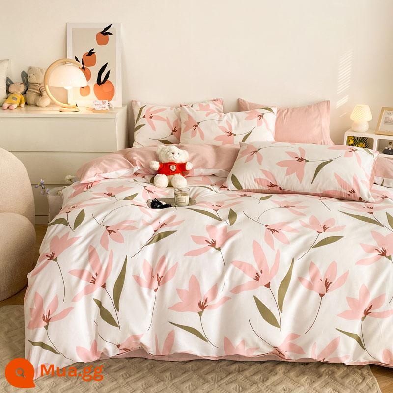 Vỏ chăn bông nguyên chất một mảnh dày đơn và đôi 100 cotton hoa chăn trẻ em 150x200 chăn đơn ký túc xá sinh viên - mùa xuân HM