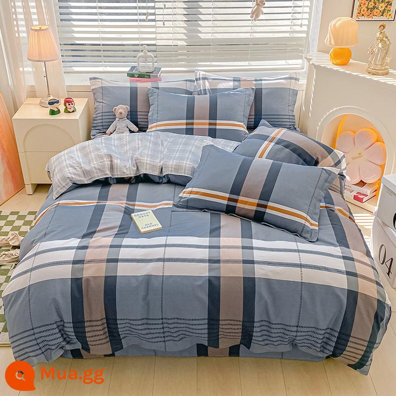 Đơn Giản Nguyên Chất 100 Cotton 4 Bộ Chăn Ga Gối Phong Cách Bắc Âu Đơn Ký Túc Xá Ga Giường Cotton Vỏ Chăn 3 Nam 4 - Tom Brown