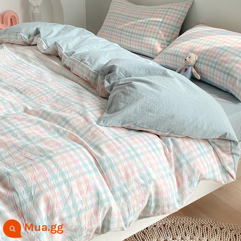 Cotton nguyên chất 100 bông đã giặt vỏ chăn đơn mảnh cotton đôi vỏ chăn 1.8m ký túc xá sinh viên chăn đơn 150x200 mùa đông - kem xanh