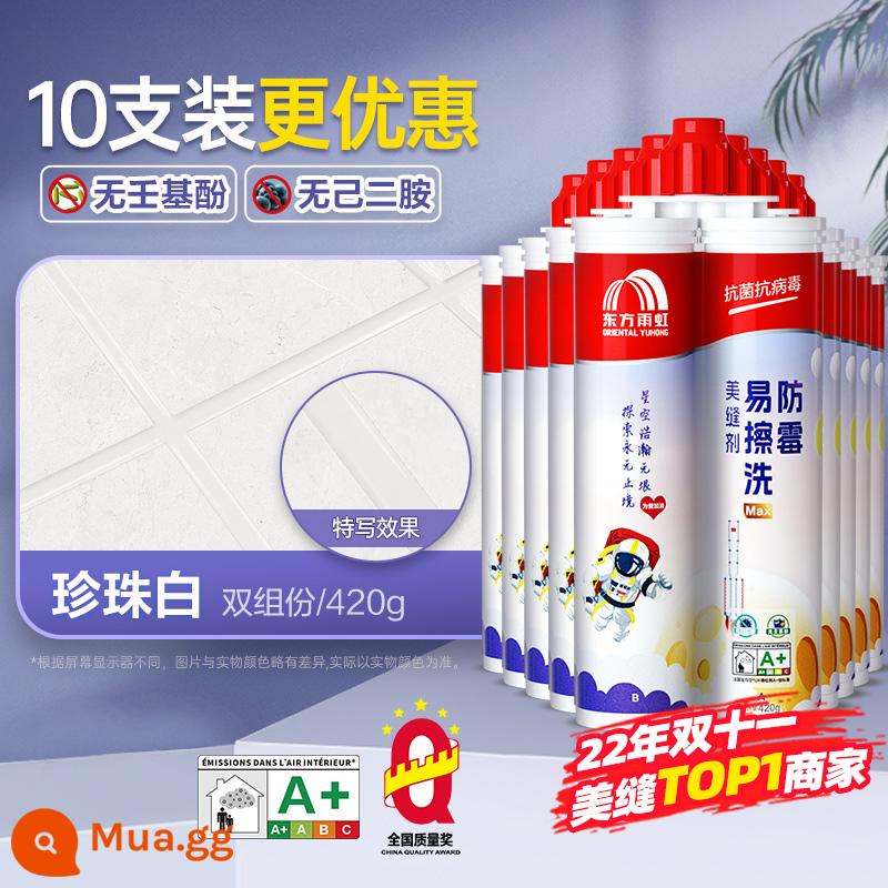 【10 gói】 Keo dán đường may đẹp Oriental Yuhong lát sàn gạch nhà bếp đặc biệt phòng bột keo chống nấm mốc trong nhà - [Nâng cấp khả năng chống ố vàng] Trắng ngọc trai [10 gói]