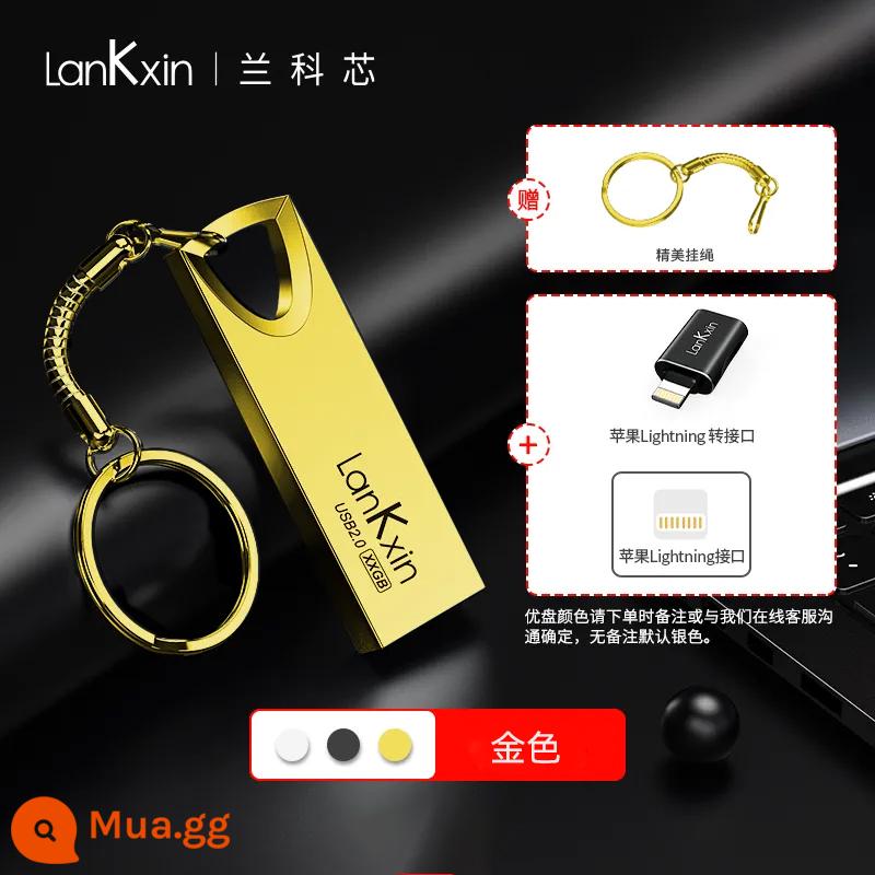 Lanke Core 32GU Đĩa Tặng Tùy Chỉnh Chữ Công Suất Lớn Điện Thoại Di Động Máy Tính Xe Cổng USB Chính Thức Hàng Đầu Store Xác Thực - [Cấu hình tiêu chuẩn-vàng]+Bộ chuyển đổi Apple