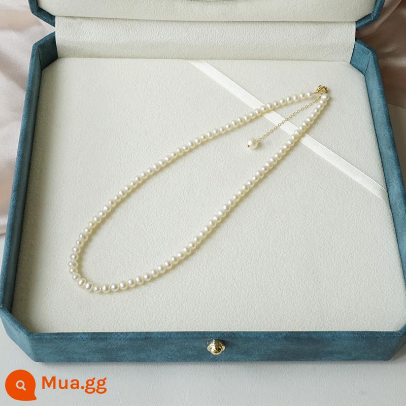 Luna tối giản 4-5mm Natural Water Pearl Vòng cổ bằng dây chuyền nữ Clavicle Nữ Vòng tròn Đóng vòng sáng Điều chỉnh ánh sáng - Trắng 36+6CM có dây xích điều chỉnh được