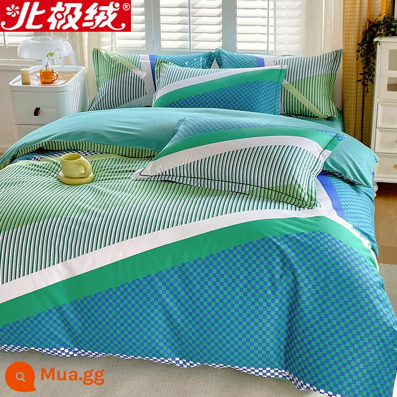 Nhung Bắc Cực Giường Bốn Bộ Cotton Nguyên Chất 100 Tờ Vỏ Chăn 3 Trang Bị Tấm Đơn Giản Chăn Ga Gối Mùa Đông 4 - phù thủy xứ Oz