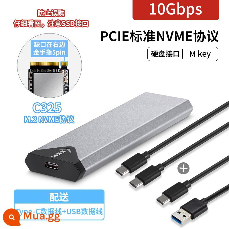 Box ổ cứng thể rắn SSK King m2 m.2 mobile nvme hộp ổ cứng thể rắn SSD ngoài M2 lightning ssd - [Mẫu vít NVME-10Gbps] với dây kép C325