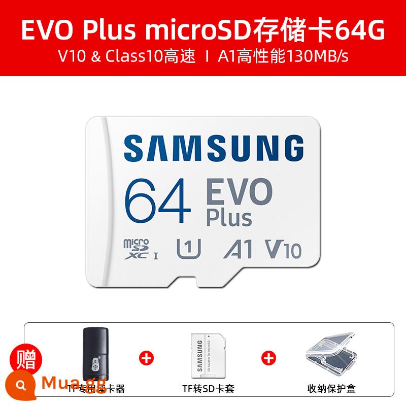 Thẻ nhớ Samsung 64g lưu trữ tốc độ cao thẻ micro sd giám sát video ống kính chụp ảnh lái xe đầu ghi thẻ tf - Đầu đọc thẻ EVO Plus 64G+