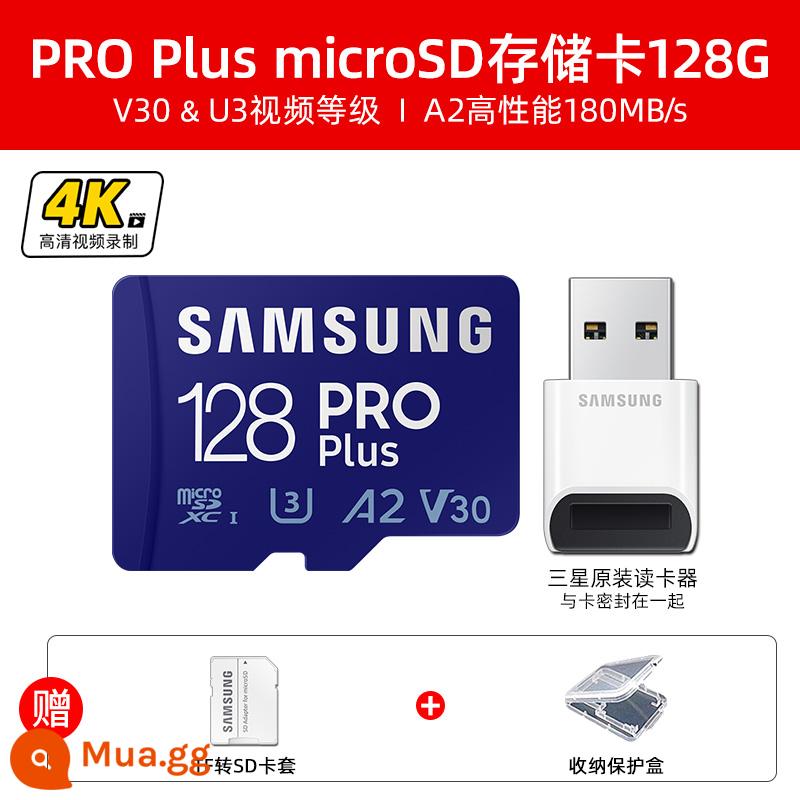 Thẻ bộ nhớ Samsung 128G thẻ MicroSD cao tốc độ TF 160m/s Thẻ bộ nhớ DJI Switch - PRO Plus 128G A2 180MB/s + Đầu đọc thẻ Samsung (bao gồm đầu đọc thẻ gốc Samsung, có dán tem)