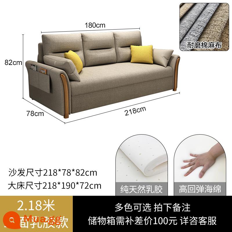 Sofa giường đa năng có thể gập lại đa năng có thể thu vào căn hộ nhỏ lưu trữ đơn giường kéo đẩy công nghệ vải giường phòng khách - Đường kính ngoài 2,18 mét [mẫu cao su ba mặt bằng vải cotton và vải lanh] có nhiều màu, vui lòng chụp ảnh và để lại ghi chú