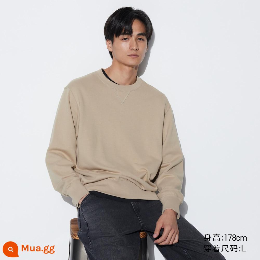 Uniqlo Cặp Đôi Nam Nữ Dày Áo Thun Dài Tay Áo Màu Xám Phong Cách 24 Phong Cách Mới 465199 - 31 màu be