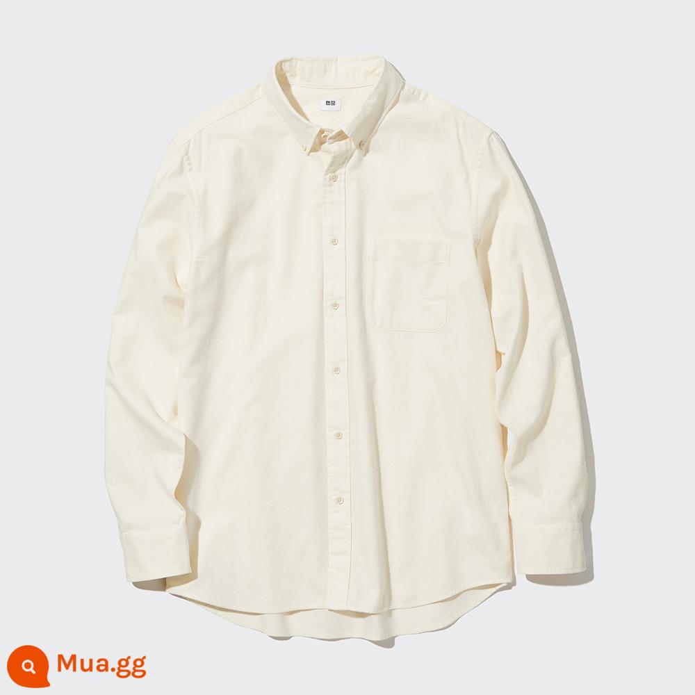 Uniqlo nam nữ cặp đôi áo sơ mi flannel dài tay áo khoác bên trong mặc mùa thu 460690/450267 - 460690/01 ​​màu trắng sữa