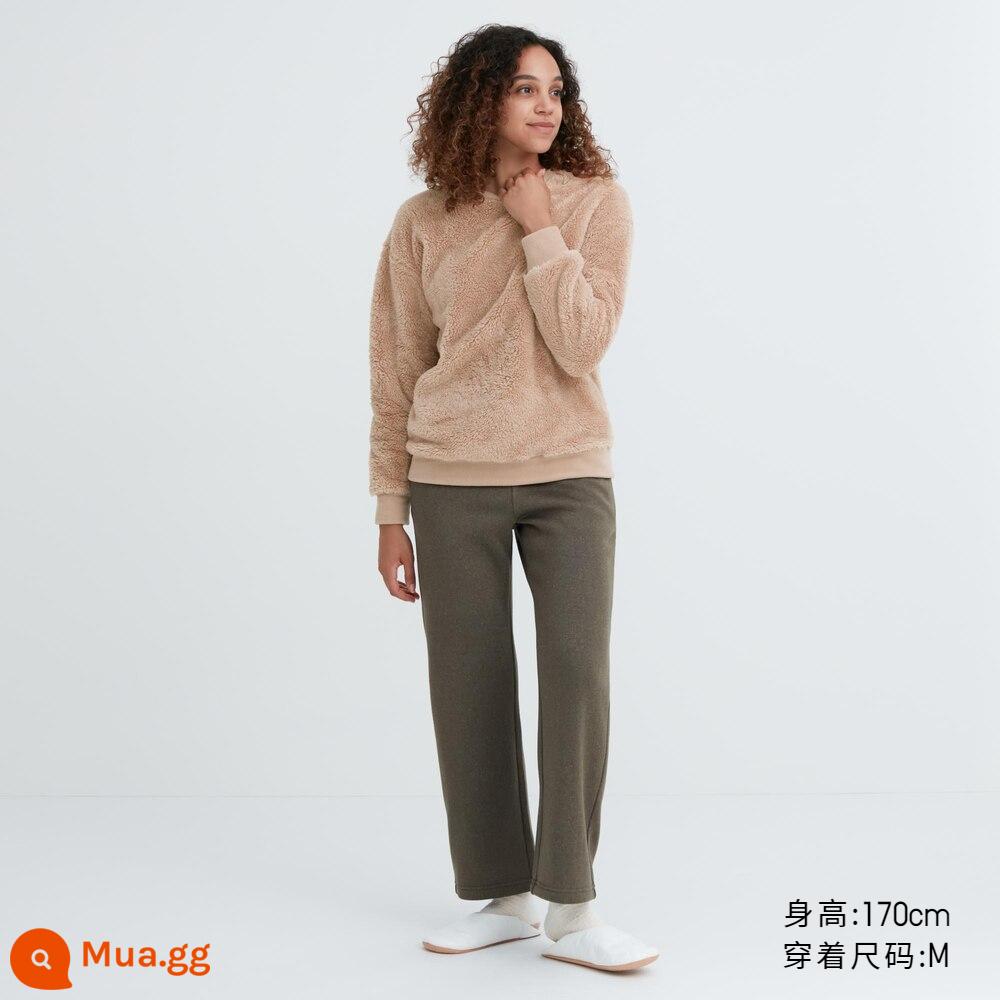 Bộ đồ lông cừu cực nữ Uniqlo (tay dài ấm áp thân thiện với làn da, đồ ngủ mặc nhà thông thường) 458972 - 32 màu be đậm