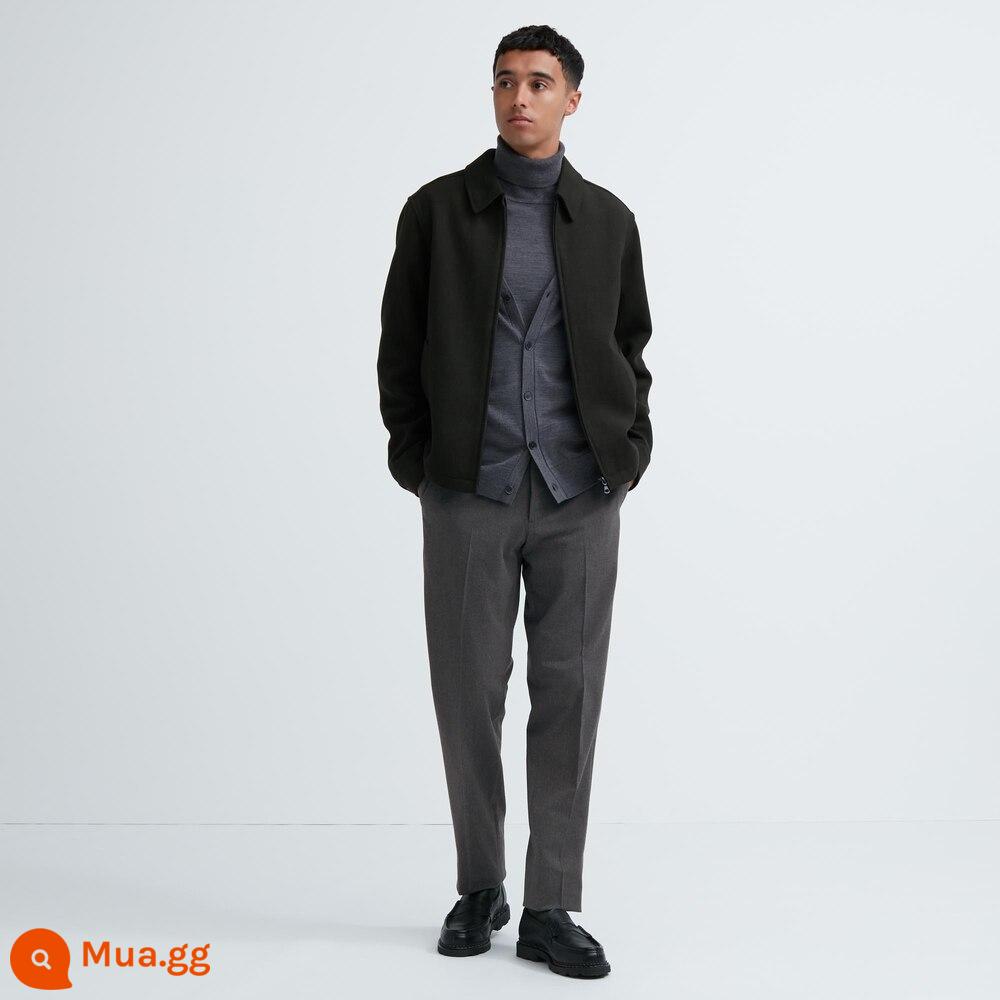 Quần tây slim fit HEATTECH nam Uniqlo (quần công sở ấm áp, phiên bản dài) 462551 - 462551/08 màu xám đậm