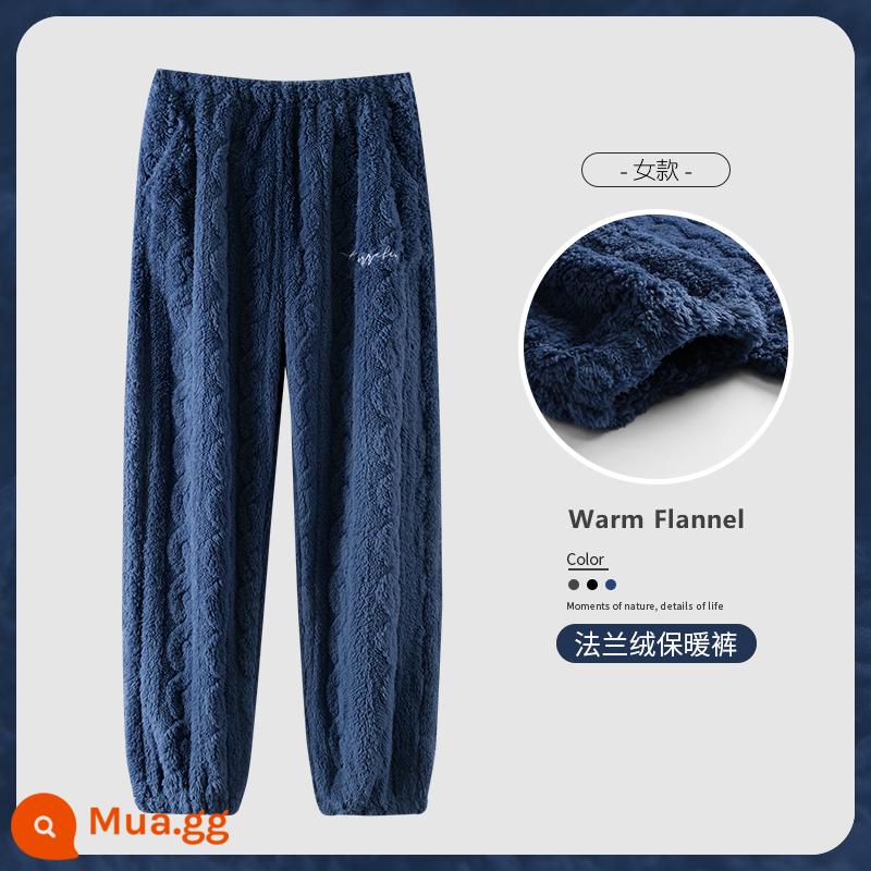 Quần pyjama nữ quần mặc ở nhà quần lông cừu san hô quần thu đông ấm quần flannel nhung dày kích thước lớn có thể mặc ra ngoài - A835522 Azure [kiểu xoắn]