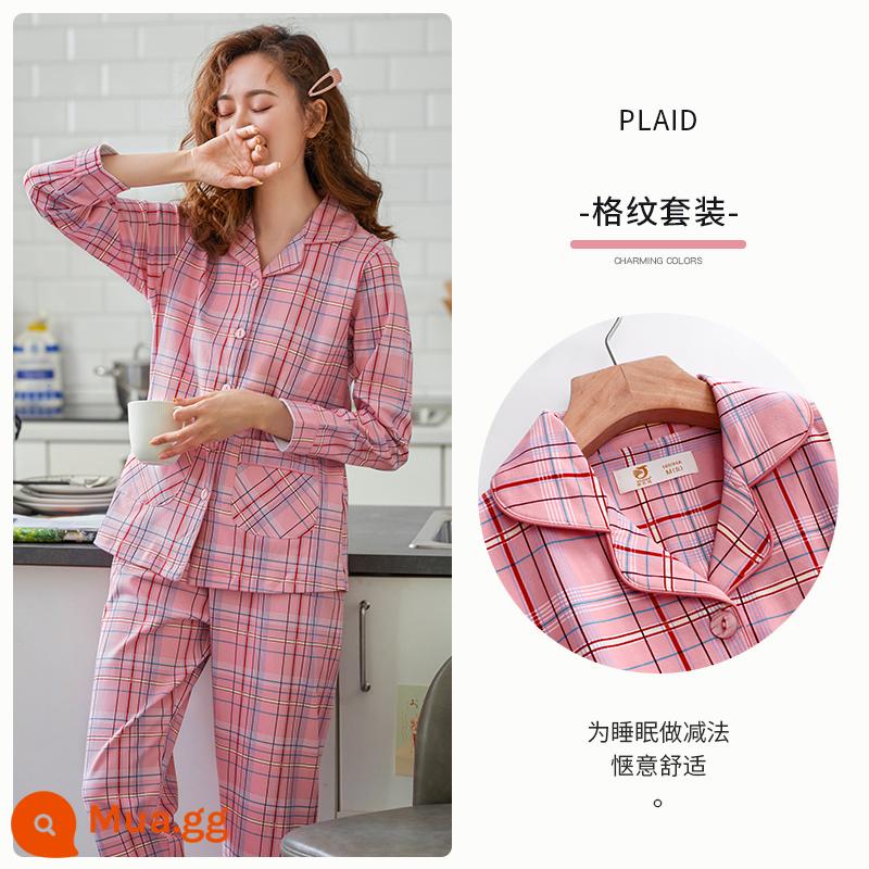 Bộ Đồ Ngủ Nữ Mùa Xuân Và Mùa Thu Mùa Thu Quần Áo Mùa Thu Cotton Nguyên Chất Dài Tay Homewear Thu Đông Mỏng Phần Cỡ Lớn Phù Hợp Với - A810348 màu/ve áo